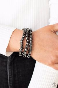 Magnetically Maven - Black Gunmetal Stretchy Bracelet