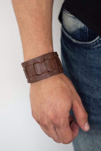 Load image into Gallery viewer, Plainly Plaited - Brown Adjustable Snap Closure Bracelet