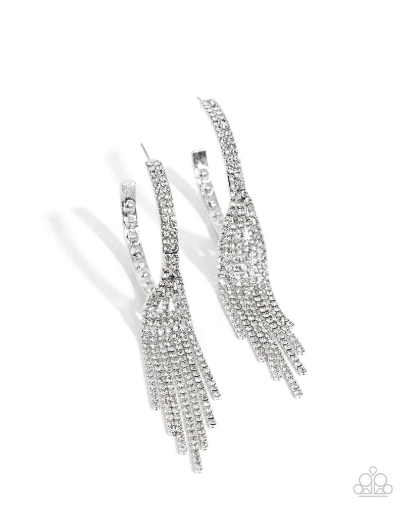 Jaw-Dropping Jubilee - White Hoop Earrings