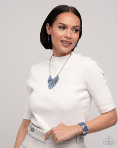 Fashionable Fringe - Blue Necklace