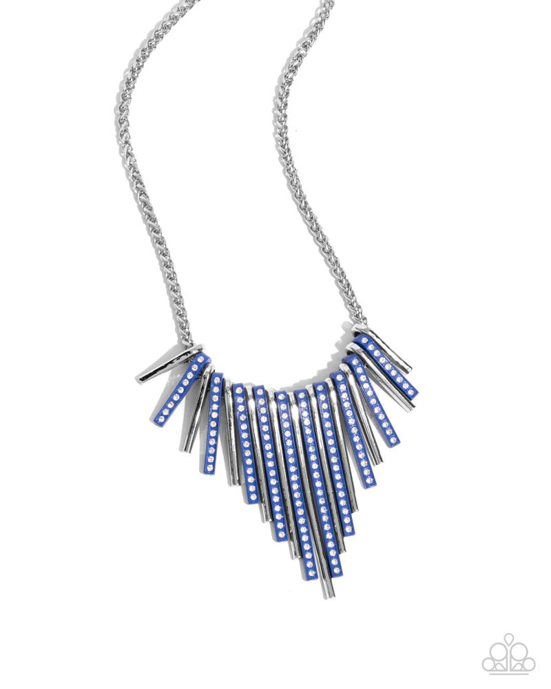 Fashionable Fringe - Blue Necklace