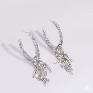 Jaw-Dropping Jubilee - White Hoop Earrings