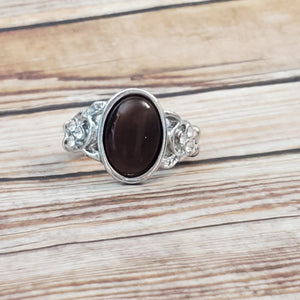 Crystals and Cats Eye - Brown Dainty Ring