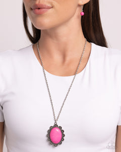 Daisy Dotted Deserts - Pink Necklace