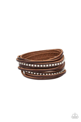 Studded Sensation - Brown Snap Bracelet