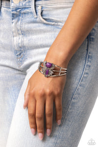 Peacock Plume - Purple Cuff Bracelet