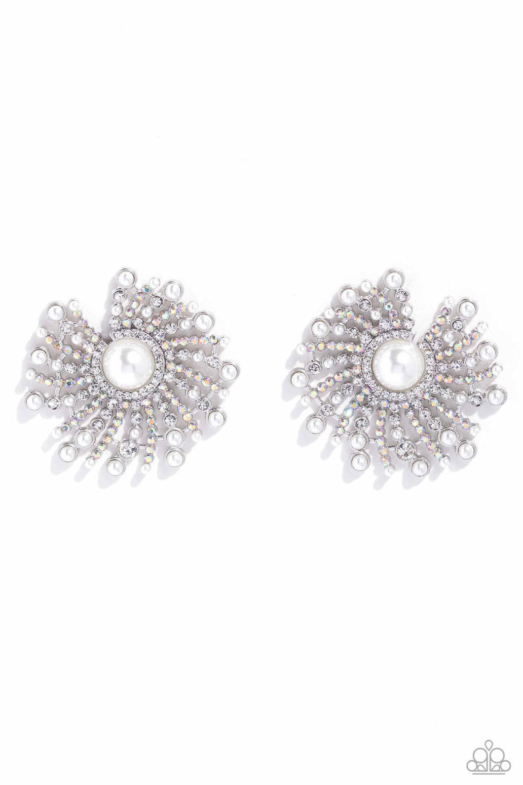 Fancy Fireworks - White Post Earrings