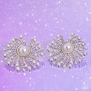 Fancy Fireworks - White Post Earrings