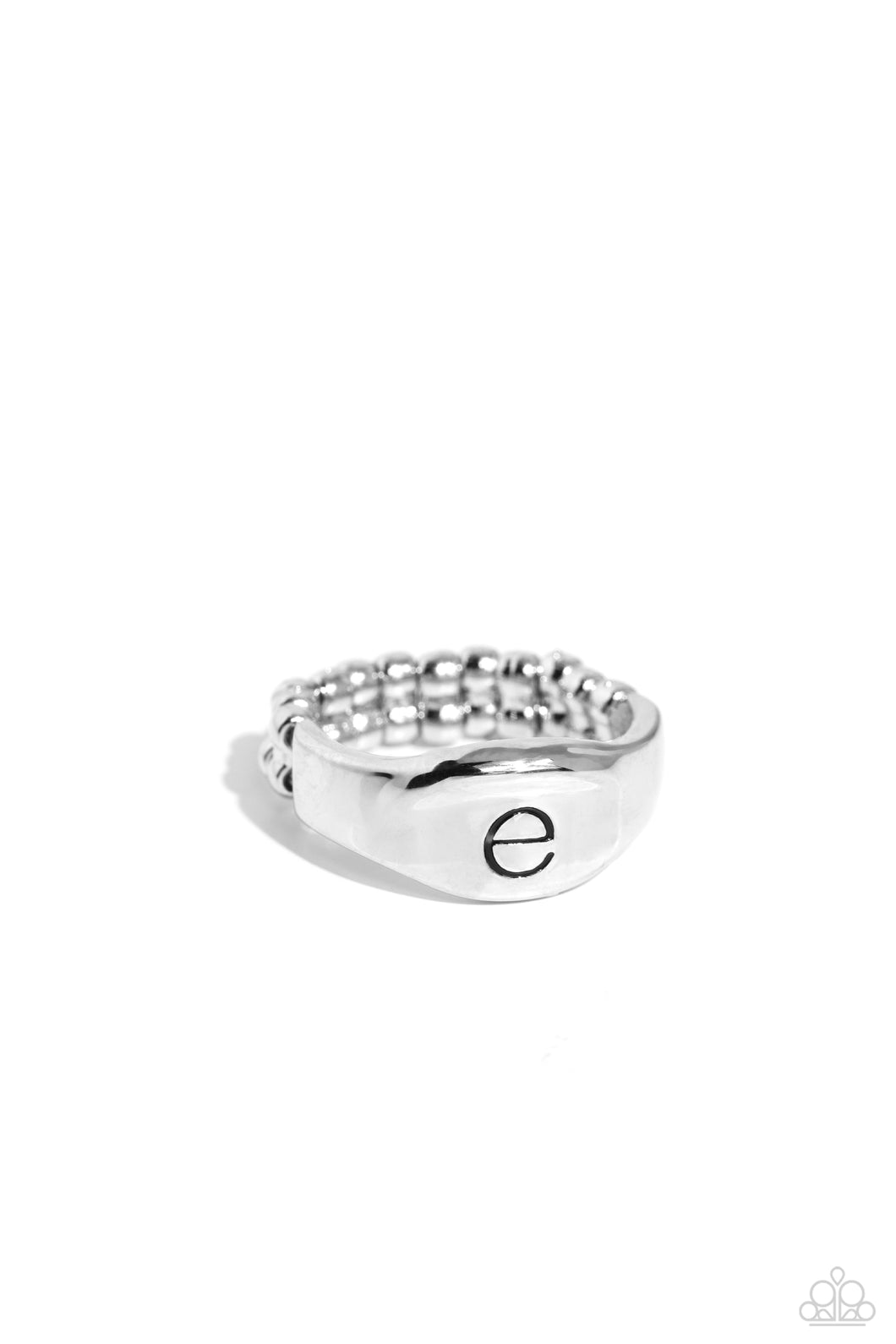 Monogram Memento - E - Silver Ring