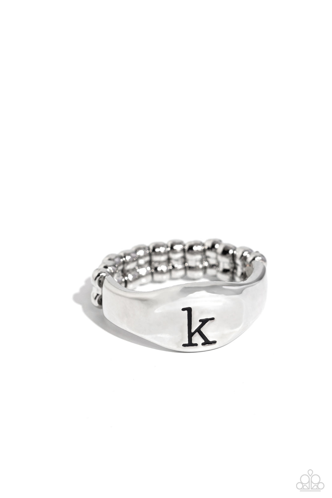 Monogram Memento - K - Silver Dainty Ring