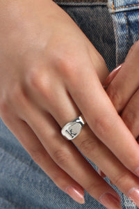 Monogram Memento - K - Silver Dainty Ring