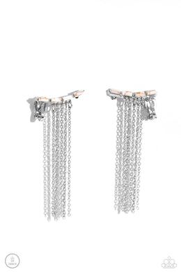 Fault Line Fringe - White Ear Crawler Earrings