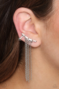 Fault Line Fringe - White Ear Crawler Earrings