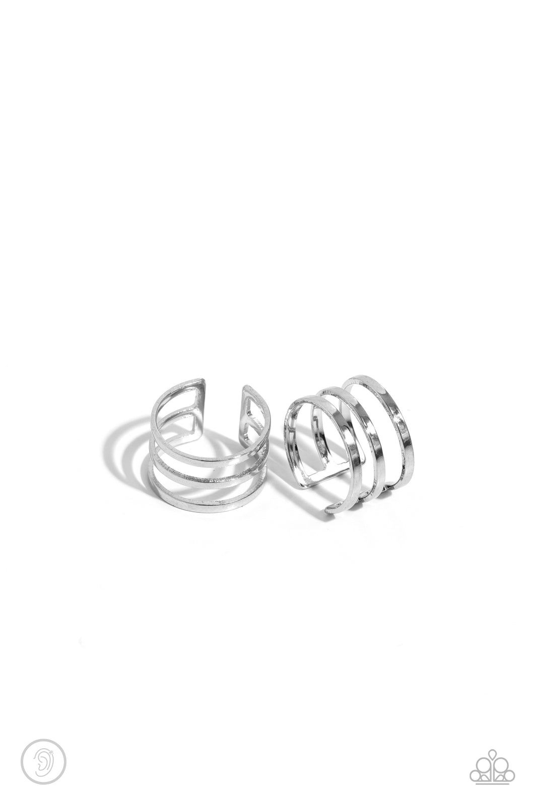 Metro Mashup - Silver Cuff Earrings