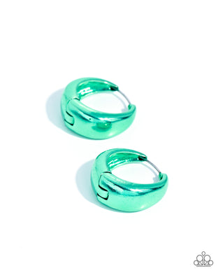 Colorful Curiosity - Green Hinge Hoop Earrings