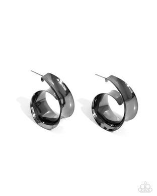 Curly Cadence - Black Gunmetal Hoop Earrings