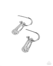 Load image into Gallery viewer, Safety Pin Sentiment - White Hoop Earrings