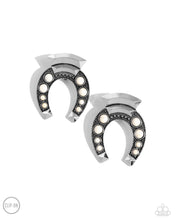 Load image into Gallery viewer, Harmonious Horseshoe - White Clip-On Earrings