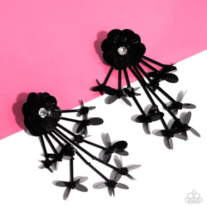 Floral Future - Black Post Earrings