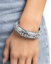 Load image into Gallery viewer, Draped in Decadence - White Hinged Bracelet