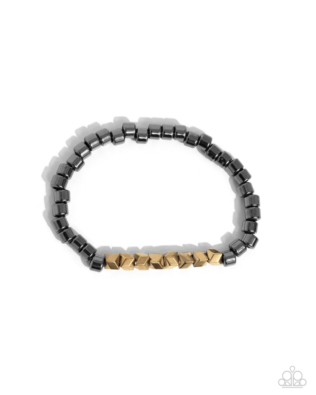 Cubed Cache - Black Gunmetal Stretchy Bracelet