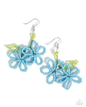 Load image into Gallery viewer, Beaded Blooms - Blue Earrings