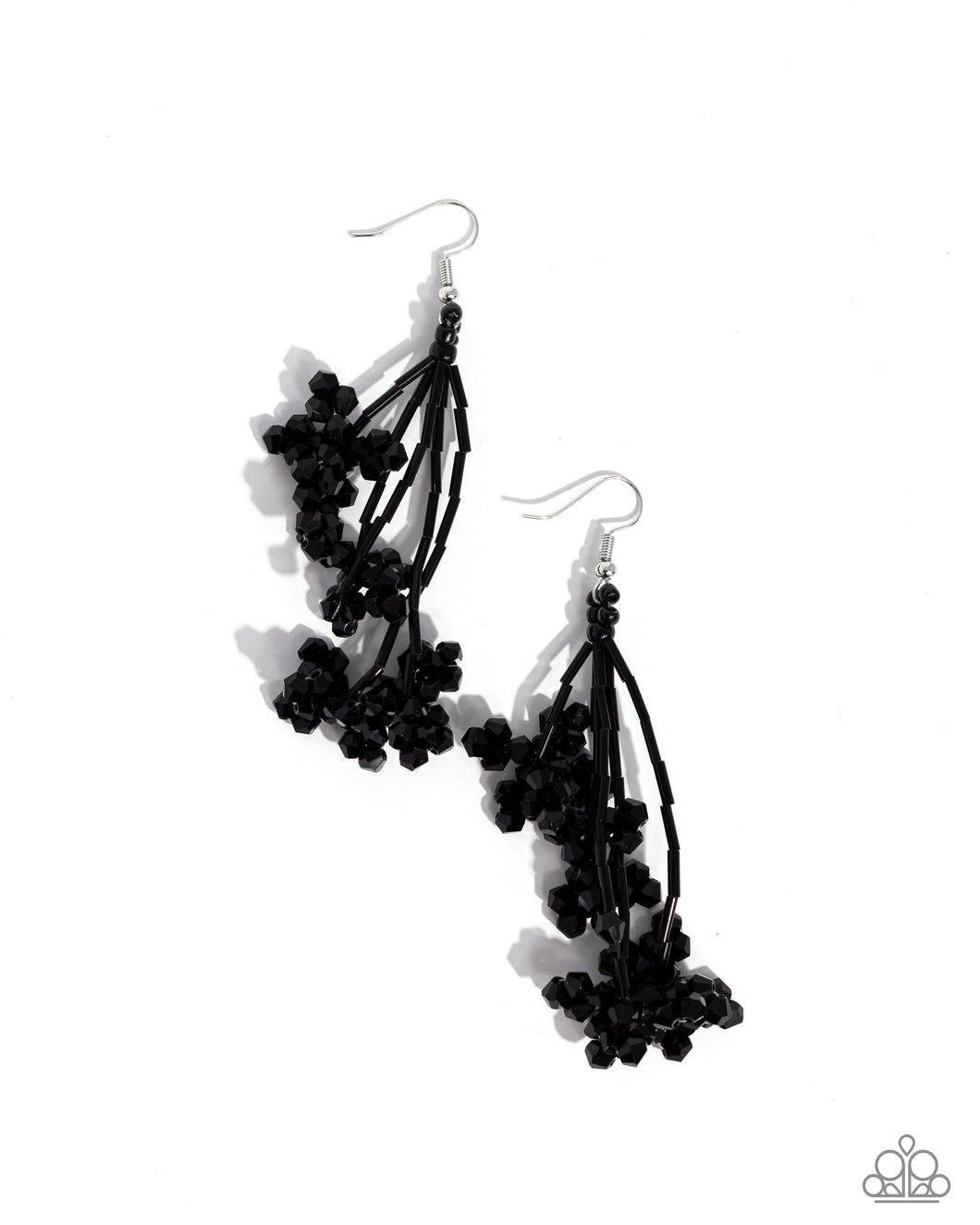 Petaled Precipitation - Black Earrings