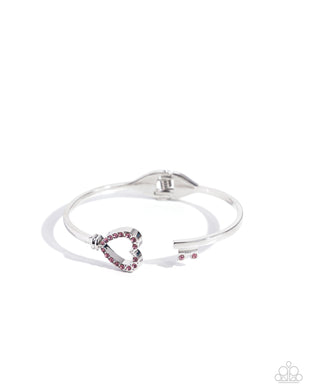 The Key to Romance - Pink Hinged Bracelet