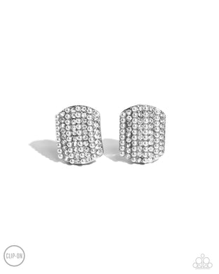 Glittering Generosity - White Clip-On Earrings