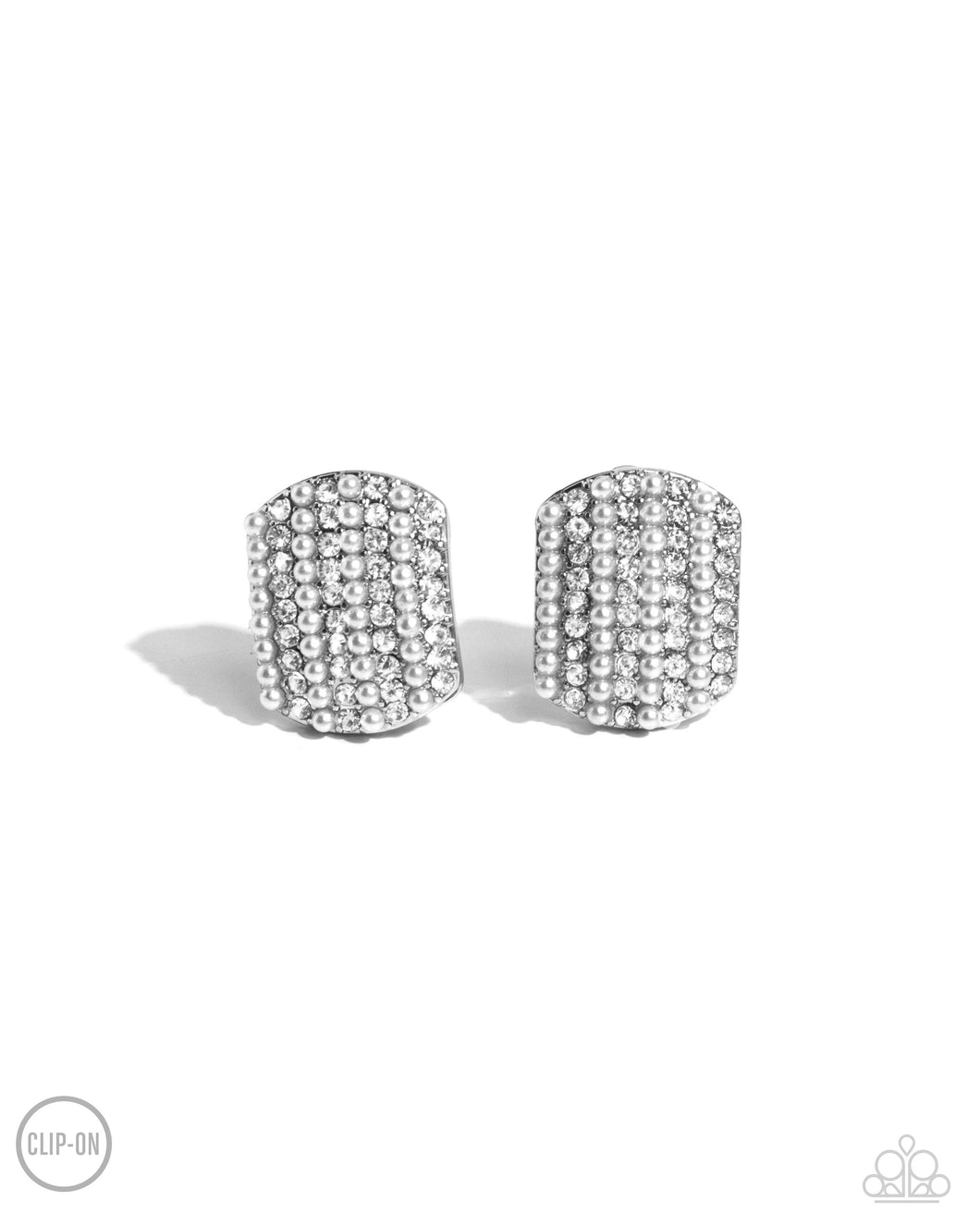 Glittering Generosity - White Clip-On Earrings