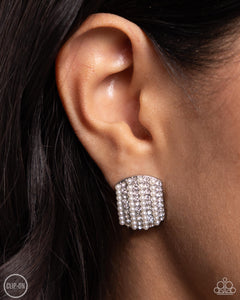 Glittering Generosity - White Clip-On Earrings