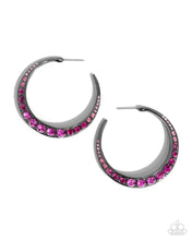 Load image into Gallery viewer, Embedded Edge - Pink Hoop Earrings