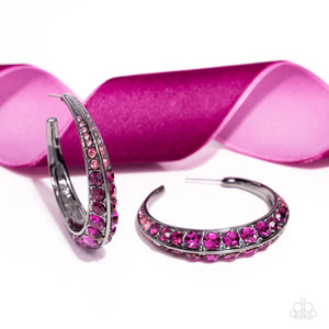 Embedded Edge - Pink Hoop Earrings