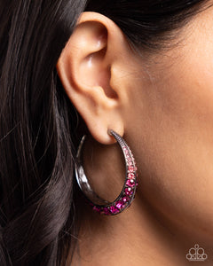 Embedded Edge - Pink Hoop Earrings