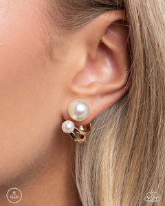 Sophisticated Socialite - Gold Double-Sided Post Earrings