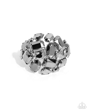 Chic Coronation - Silver Hinged Bracelet