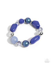 Load image into Gallery viewer, Beaded Backing - Blue Stretchy Bracelet