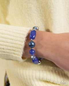 Beaded Backing - Blue Stretchy Bracelet