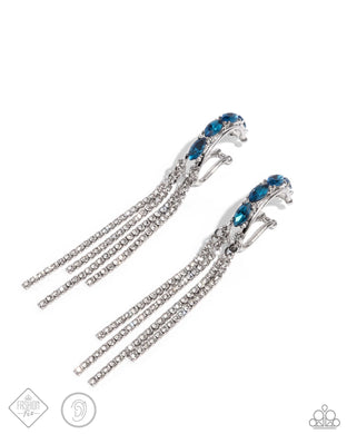 Feminine Fascination - Blue Illusion Cuff Earrings