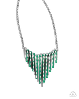 Fashionable Fringe - Green Necklace