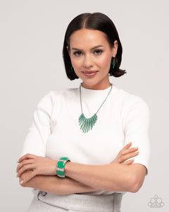 Fashionable Fringe - Green Necklace