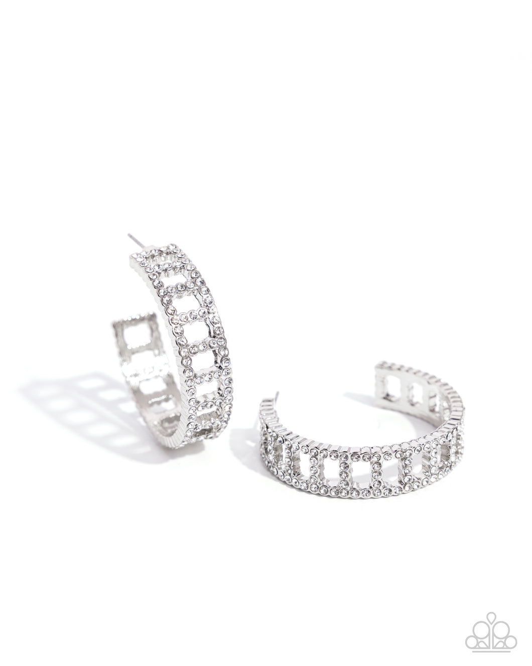 Bridging Brilliance - White Hoop Earrings