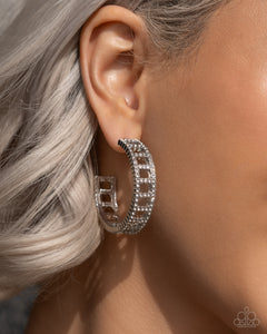 Bridging Brilliance - White Hoop Earrings