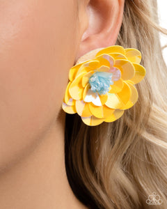 Floating Florals - Yellow Post Earrings