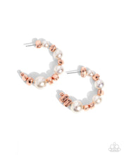 Load image into Gallery viewer, Playful Pearls - Copper Hoop Earrings