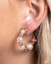 Load image into Gallery viewer, Playful Pearls - Copper Hoop Earrings