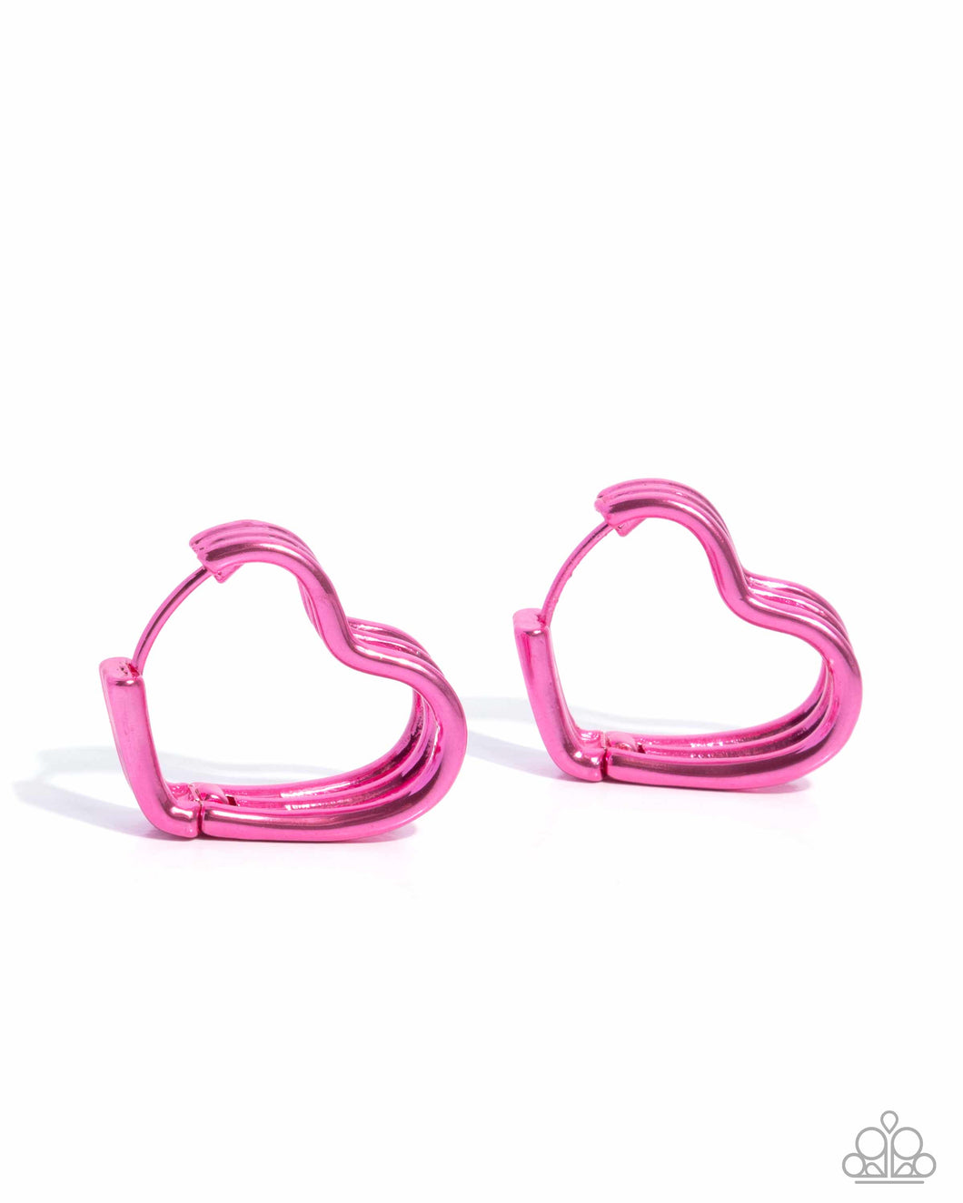 Memorable Love - Pink Hinge Hoop Earrings