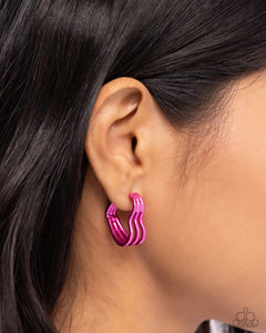 Memorable Love - Pink Hinge Hoop Earrings