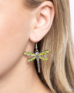 Dragonfly Descent - Green Earrings