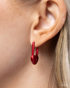 Pampered Padlock - Red Hinge Hoop Earrings